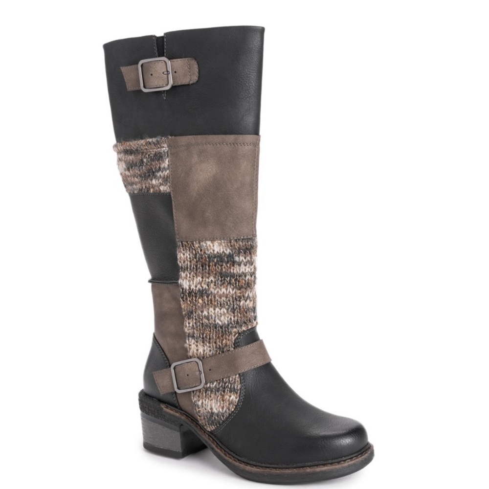 Muk Luks Arya Boots Patch Buckle Detail